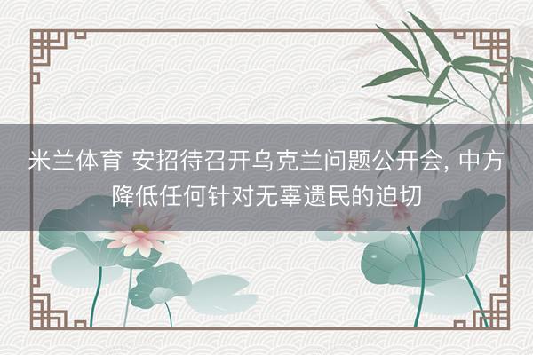 米兰体育 安招待召开乌克兰问题公开会， 中方降低任何针对无辜遗民的迫切