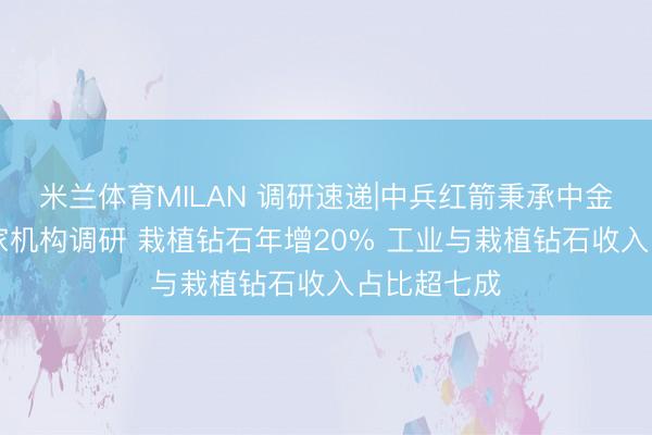 米兰体育MILAN 调研速递|中兵红箭秉承中金公司等11家机构调研 栽植钻石年增20% 工业与栽植钻石收入占比超七成