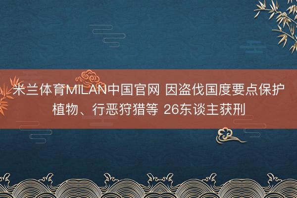 米兰体育MILAN中国官网 因盗伐国度要点保护植物、行恶狩猎等 26东谈主获刑