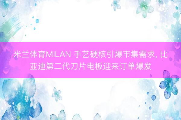 米兰体育MILAN 手艺硬核引爆市集需求， 比亚迪第二代刀片电板迎来订单爆发