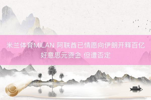 米兰体育MILAN 阿联酋已情愿向伊朗开释百亿好意思元资金 但遭否定