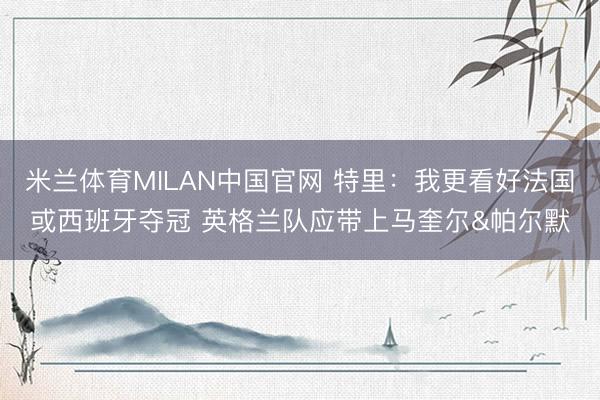 米兰体育MILAN中国官网 特里：我更看好法国或西班牙夺冠 英格兰队应带上马奎尔&帕尔默